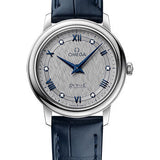 Omega De Ville Prestige Quartz Watch - 27.4 mm Steel Case - Grey Dial - Blue Leather Strap - 424.13.27.60.56.001