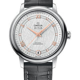 Omega De Ville Prestige Co-Axial Watch - 32.7 mm Steel Case - White Silvery Dial - Grey Leather Strap - 424.13.33.20.52.001