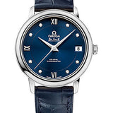 Omega De Ville Prestige Co-Axial Watch - 32.7 mm Steel Case - Blue Diamond Dial - Blue Leather Strap - 424.13.33.20.53.001