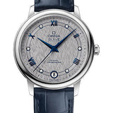 Omega De Ville Prestige Co-Axial Watch - 32.7 mm Steel Case - Grey Dial - Blue Leather Strap - 424.13.33.20.56.002