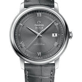 Omega De Ville Prestige Co-Axial Watch - 39.5 mm Steel Case - Grey Dial - Grey Leather Strap - 424.13.40.20.06.001