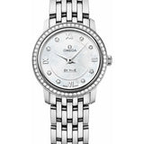 Omega De Ville Prestige Quartz Watch - 24.4 mm Steel Case - Diamond Bezel - Mother-Of-Pearl Diamond Dial - 424.15.24.60.55.001