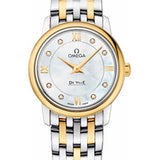 Omega De Ville Prestige Quartz Watch - 27.4 mm Steel And Yellow Gold Case - Mother-Of-Pearl Diamond Dial - 424.20.27.60.58.001