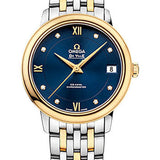 Omega De Ville Prestige Co-Axial Watch - 32.7 mm Steel Case - 18K Yellow Gold Bezel - Blue Diamond Dial - Yellow Gold-Steel Bracelet - 424.20.33.20.53.002