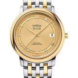 Omega De Ville Prestige Co-Axial Watch - 36.8 mm Steel Case - Yellow Gold Bezel - Champagne Diamond Dial - Steel And Yellow Gold Bracelet - 424.20.37.20.58.002