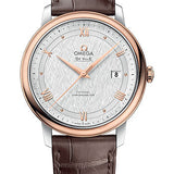 Omega De Ville Prestige Co-Axial Watch - 39.5 mm Steel And Red Gold Case - White Silvery Dial - Brown Leather Strap - 424.23.40.20.02.002