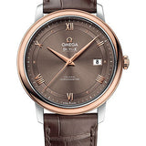 Omega De Ville Prestige Co-Axial Watch - 39.5 mm Steel And Red Gold Case - Chestnut Dial - Brown Leather Strap - 424.23.40.20.13.001