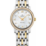 Omega De Ville Prestige Quartz Watch - 24.4 mm Steel And Yellow Gold Case - Diamond Bezel - Mother-Of-Pearl Diamond Dial - 424.25.24.60.55.001