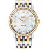 Omega De Ville Prestige Quartz Watch - 27.4 mm Steel And Yellow Gold Case - Diamond Bezel - Mother-Of-Pearl Diamond Dial - 424.25.27.60.55.001