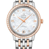 Omega De Ville Prestige Co-Axial Watch - 32.7 mm Steel Case - Diamond-Set Red Gold Bezel - Mother-Of-Pearl Dial - Red Gold-Steel Bracelet - 424.25.33.20.55.003