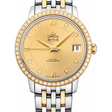 Omega De Ville Prestige Co-Axial Watch - 32.7 mm Steel And Yellow Gold Case - Diamond Bezel - Champagne Diamond Dial - 424.25.33.20.58.001