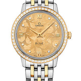 Omega De Ville Prestige Quartz Watch - 32.7 mm Steel Case - Diamond-Set Yellow Gold Bezel - Champagne Diamond Dial - Steel And Yellow Gold Bracelet - 424.25.33.60.58.001