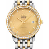 Omega De Ville Prestige Co-Axial Watch - 36.8 mm Steel And Yellow Gold Case - Diamond Bezel - Champagne Diamond Dial - 424.25.37.20.58.001