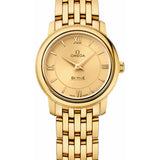 Omega De Ville Prestige Quartz Watch - 24.4 mm Yellow Gold Case - Champagne Dial - 424.50.24.60.08.001