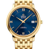 Omega De Ville Prestige Co-Axial Watch - 36.8 mm Yellow Gold Case - Blue Dial - 424.50.37.20.03.001