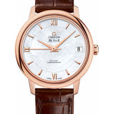 Omega De Ville Prestige Co-Axial Watch - 32.7 mm Red Gold Case - Mother-Of-Pearl Dial - Brown Leather Strap - 424.53.33.20.05.001