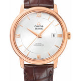 Omega De Ville Prestige Co-Axial Watch - 39.5 mm Red Gold Case - Silver Dial - Brown Leather Strap - 424.53.40.20.02.001