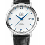 Omega De Ville Prestige Co-Axial Watch - 39.5 mm White Gold Case - White Dial - Black Leather Strap - 424.53.40.20.04.001