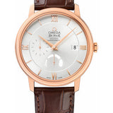 Omega De Ville Prestige Power Reserver Co-Axial Watch - 39.5 mm Red Gold Case - Silver Dial - Brown Leather Strap - 424.53.40.21.02.001