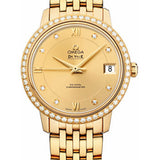 Omega De Ville Prestige Co-Axial Watch - 32.7 mm Yellow Gold Case - Diamond Bezel - Champagne Diamond Dial - 424.55.33.20.58.001