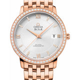 Omega De Ville Prestige Co-Axial Watch - 36.8 mm Red Gold Case - Diamond Bezel - Silver Diamond Dial - 424.55.37.20.52.001