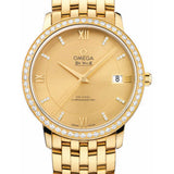 Omega De Ville Prestige Co-Axial Watch - 36.8 mm Yellow Gold Case - Diamond Bezel - Champagne Diamond Dial - 424.55.37.20.58.001