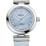 Omega De Ville Ladymatic Omega Co-Axial Watch - 34 mm Steel Case - Blue Diamond Dial - Blue Leather Strap - 425.32.34.20.57.003