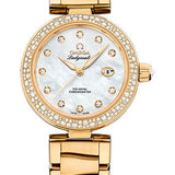 Omega De Ville Ladymatic Omega Co-Axial Watch - 34 mm Yellow Gold Case - White Diamond Dial - 425.65.34.20.55.009