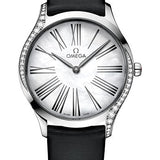 Omega De Ville Tresor Quartz Watch - 36 mm Steel Case - Mother-Of-Pearl Dial - Black Fabric Strap - 428.17.36.60.05.001