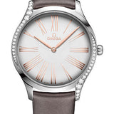 Omega De Ville Tresor Quartz Watch - 39 mm Steel Case - Silver Dial - Grey Fabric Strap - 428.17.39.60.02.001