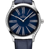 Omega De Ville Tresor Quartz Watch - 36 mm Steel Case - Blue Dial - Blue Leather Strap - 428.18.36.60.03.001