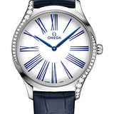 Omega De Ville Tresor Quartz Watch - 39 mm Steel Case - White Dial - Blue Leather Strap - 428.18.39.60.04.001