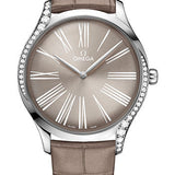 Omega De Ville Tresor Quartz Watch - 39 mm Steel Case - Taupe-Brown Dial - Taupe-Brown Leather Strap - 428.18.39.60.13.001