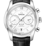 Omega De Ville Co-Axial Chronograph Watch - 42 mm Steel Case - Silver Dial - Black Leather Strap - 431.13.42.51.02.001