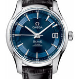 Omega De Ville Hour Vision Watch - 41 mm Steel Case - Blue Dial - Black Leather Strap - 431.33.41.21.03.001