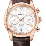 Omega De Ville Co-Axial Chronograph Watch - 42 mm Red Gold Case - Silver Dial - Brown Leather Strap - 431.53.42.51.02.001