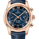 Omega De Ville Co-Axial Chronograph Watch - 42 mm Red Gold Case - Blue Dial - Blue Leather Strap - 431.53.42.51.03.001