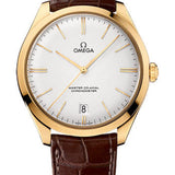 Omega De Ville Tresor Omega Master Co-Axial Watch - 40 mm Yellow Gold Case - Silvery Dial - Brown Leather Strap - 432.53.40.21.02.001