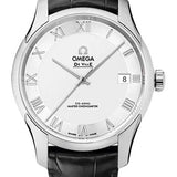 Omega De Ville Hour Vision Co-Axial Master Chronometer Watch - 41 mm Steel Case - Two-Zone -Silver Dial - Black Leather Strap - 433.13.41.21.02.001