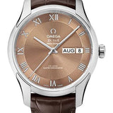 Omega De Ville Hour Vision Co-Axial Master Chronometer Annual Calendar Watch - 41 mm Steel Case - Two-Zone Bronze Dial - Brown Leather Strap - 433.13.41.22.10.001