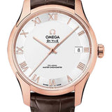 Omega De Ville Hour Vision Co-Axial Master Chronometer Watch - 41 mm Sedna Gold Case - Two-Zone -Silver Dial - Brown Leather Strap - 433.53.41.21.02.001