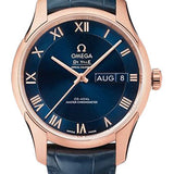 Omega De Ville Hour Vision Co-Axial Master Chronometer Annual Calendar Watch - 41 mm Sedna Gold Case - Two-Zone Blue Dial - Blue Leather Strap - 433.53.41.22.03.001