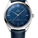 Omega De Ville Tresor Omega Co-Axial Master Chronometer - 40 mm Steel Case - Blue Patterned Dial - Blue Leather Strap - 435.13.40.21.03.001