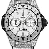 Hublot Big Bang e Titanium White Diamonds Watch - 42 mm - Digital Hublot Dial - Black and White Rubber Strap-440.NX.1101.RW.1704