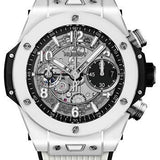 Hublot Big Bang Unico White Ceramic Watch - 42 mm - Black Skeleton Dial - Black and White Rubber Strap-441.HX.1171.RX