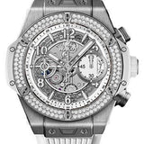 Hublot Big Bang Unico Titanium White Diamonds 42mm Watch - 42 mm - White Skeleton Dial-441.NE.2010.RW.1104