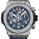 Hublot Big Bang Unico Titanium Blue Watch - 42 mm - Blue Skeleton Dial - Black and Blue Rubber Strap-441.NX.5179.RX