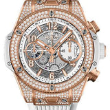 Hublot Big Bang Unico King Gold White Pave 42mm Watch - 42 mm - White Skeleton Dial-441.OE.2010.RW.1704