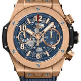 Hublot Big Bang Unico King Gold Blue Watch - 42 mm - Blue Skeleton Dial - Black and Blue Rubber Strap-441.OX.5189.RX