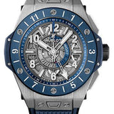 Hublot Big Bang Unico Gmt Titanium Blue Ceramic Watch - 45 mm - Blue And Anthracite Grey Skeleton Dial-471.NL.7112.RX